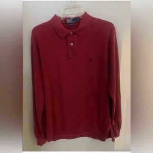 Polo by Ralph Lauren Logo Cotton crimson Red LS Collar Henley Golf Shirt Men’s L
